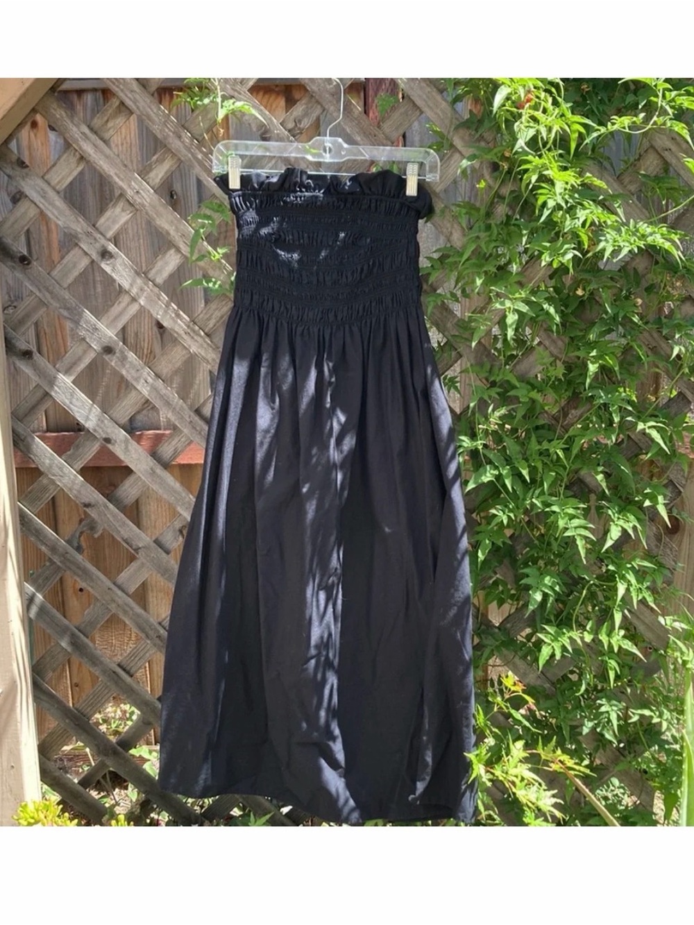 H&M Black Strapless Smocked Maxi Dress